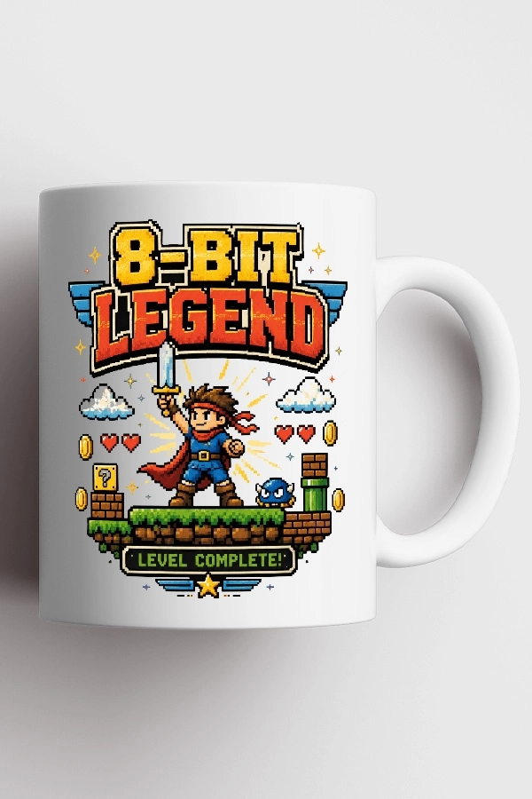 8-Bit Legend Hero Piksel Art Tasarım Kupa