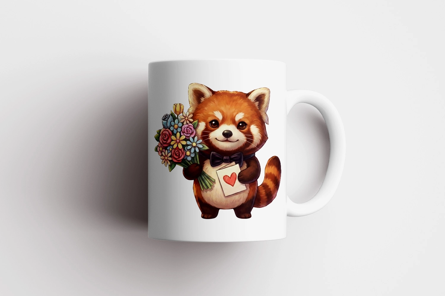 Kızıl Panda - Kalpli Kartlı Kupa Tasarımı – Sevgililer Günü Özel (Erkek)