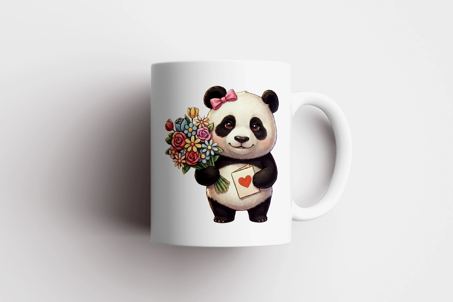 Panda - Kalpli Kartlı Kupa Tasarımı – Sevgililer Günü Özel (Dişi)