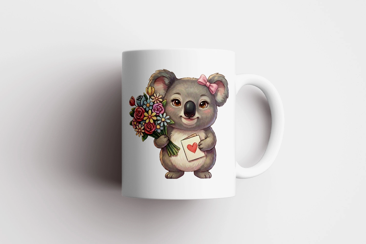 Koala - Kalpli Kartlı Kupa Tasarımı – Sevgililer Günü Özel (Dişi)