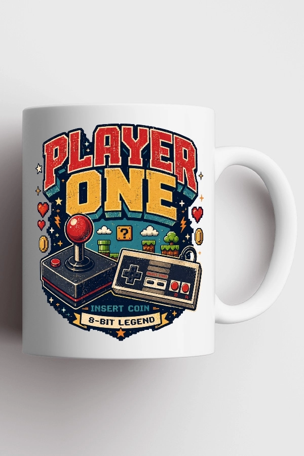 Player One Piksel Art Tasarım Kupa