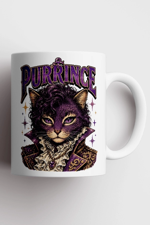 Prince - Purrince Kedi Pop Tasarım Kupa - Versiyon 1