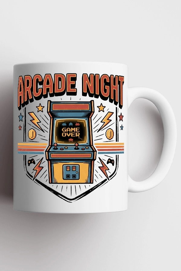 Arcade Night Piksel Art Tasarım Kupa