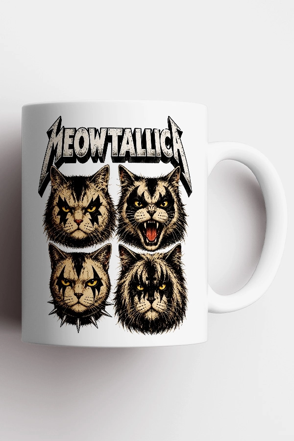 Metallica - Meowtallica Kedi Metal Tasarım Kupa - Versiyon 1