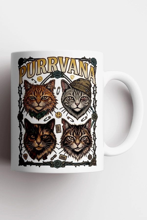 Nirvana - Purrvana Kedi Rock Tasarım Kupa - Versiyon 2