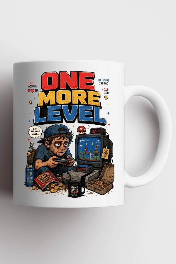 One More Level Piksel Art Tasarım Kupa