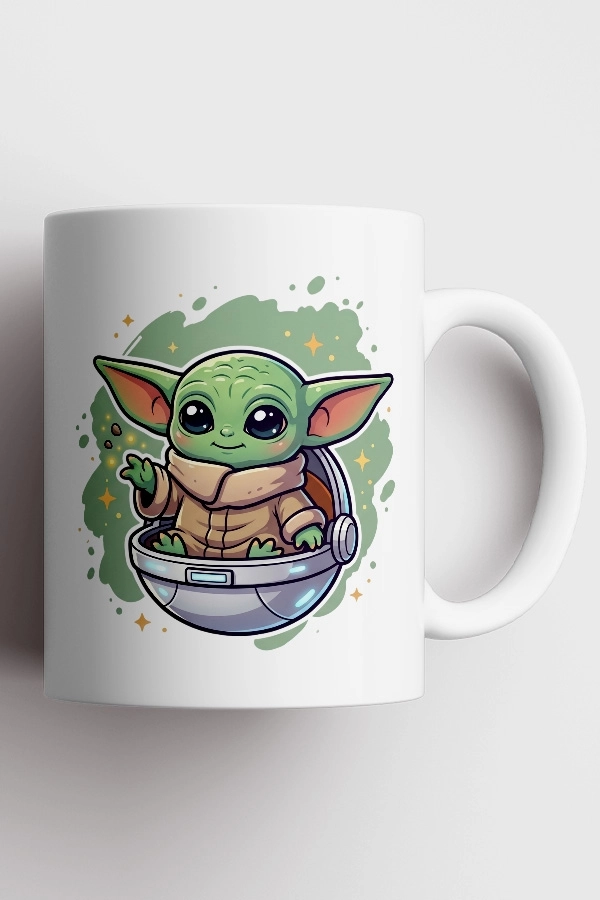 Baby Yoda Grogu Tasarımlı Kupa Bardak - Star Wars Fan Art Tasarım Kupa