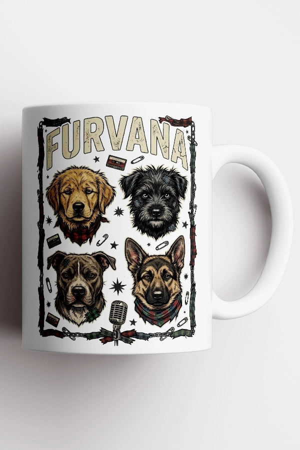 Nirvana - Furvana Köpek Rock Tasarım Kupa - Versiyon 2