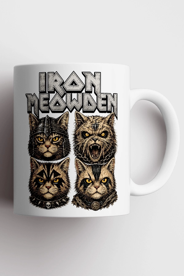 Iron Maiden - Iron Meowden Kedi Metal Tasarım Kupa - Versiyon 1