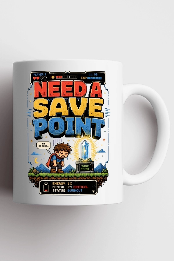 Need A Save Point Piksel Art Tasarım Kupa