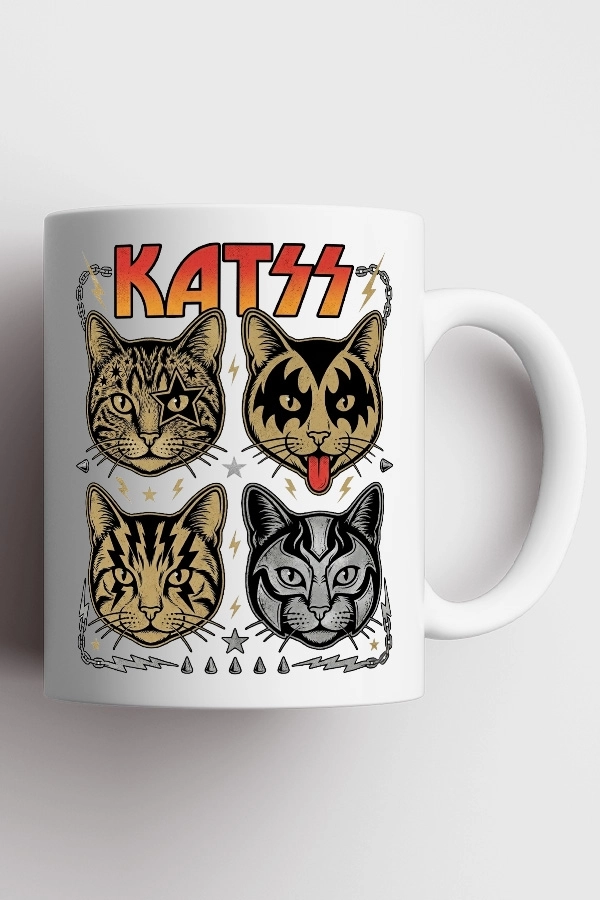 KISS - KATSS Kedi Rock Tasarım Kupa - Versiyon 2