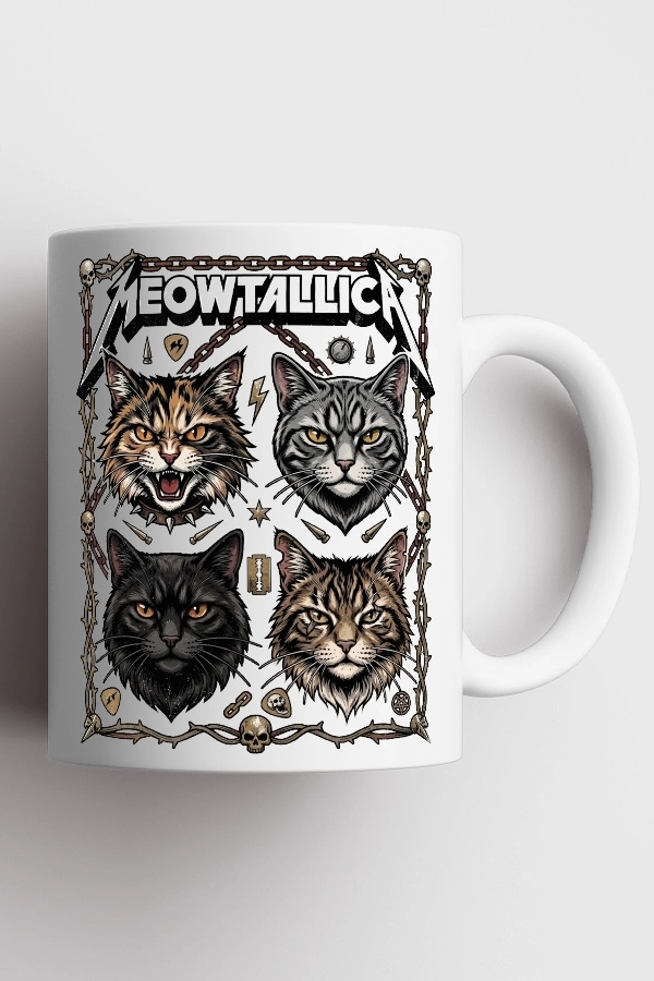 Metallica - Meowtallica Kedi Metal Tasarım Kupa - Versiyon 2