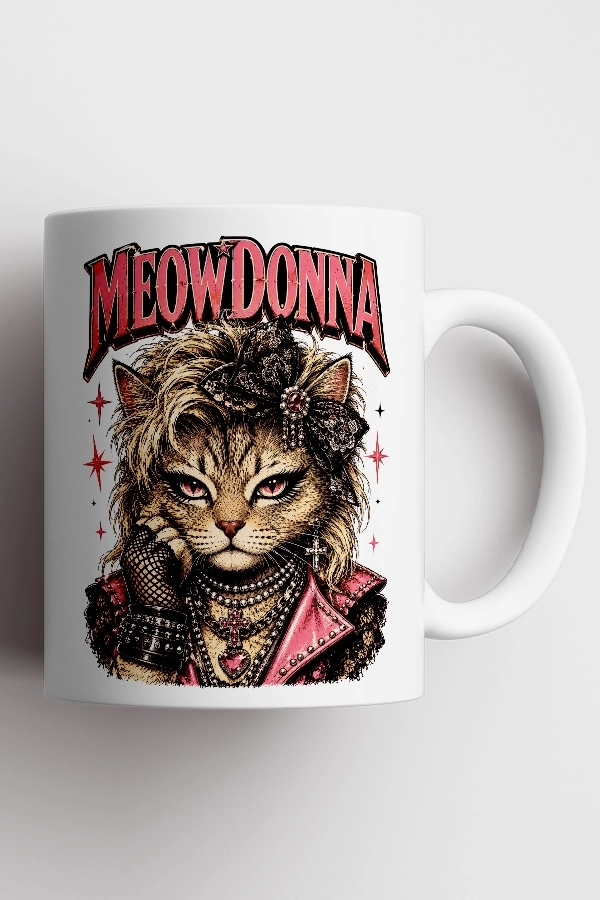 Madonna - Meowdonna Kedi Pop Tasarım Kupa - Versiyon 1