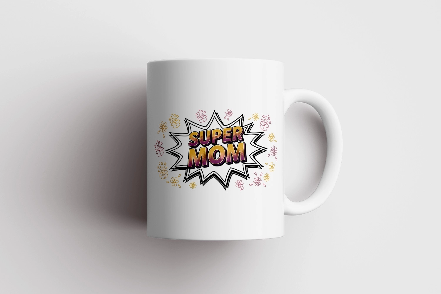 ’’Super Mom’’ Pop-Art Tasarımlı Tasarım Kupa - Eğlenceli Anneye Hediye