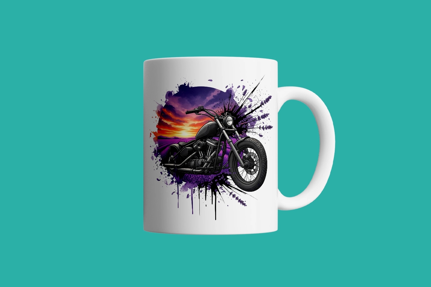 Lavanta Rüyası Sunset Sürüşü – Bobber Motor – Motosiklet Temalı Kupa