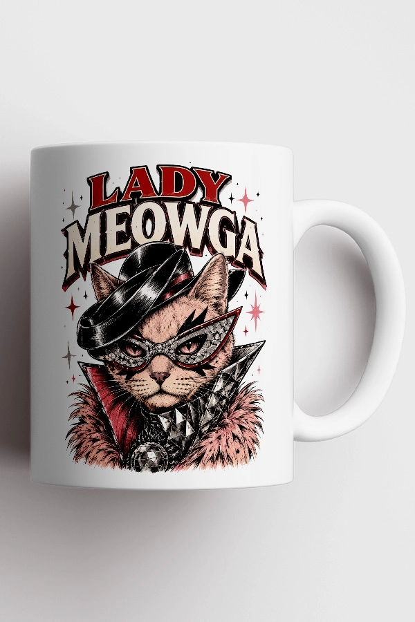 Lady Gaga - Lady Meowga Kedi Pop Tasarım Kupa - Versiyon 1