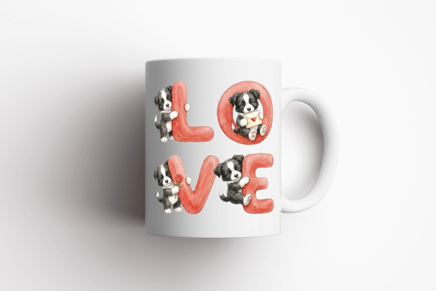 Border Collie – LOVE Yazılı Sevgililer Günü Özel Tasarım Kupa