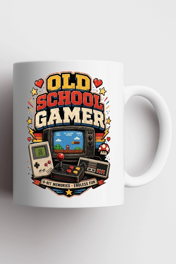 Old School Gamer 8 Bit Piksel Art Tasarım Kupa