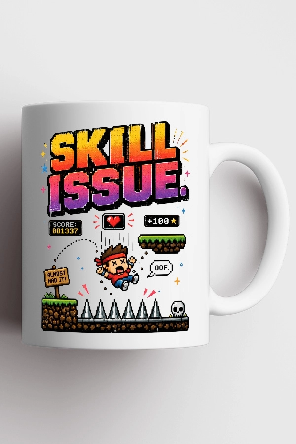 Skill Issue Piksel Art Tasarım Kupa