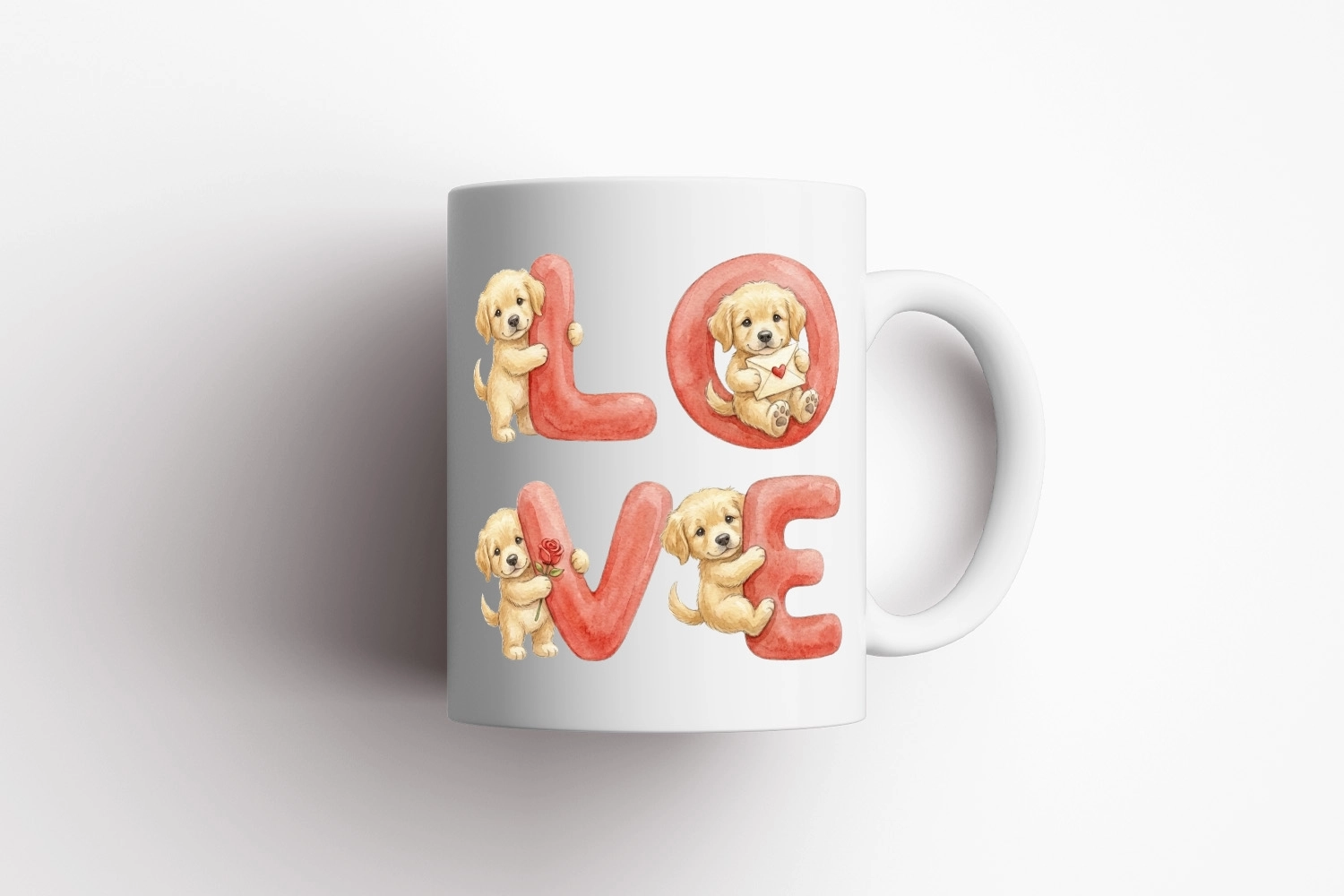 Golden Retriever – LOVE Yazılı Sevgililer Günü Özel Tasarım Kupa