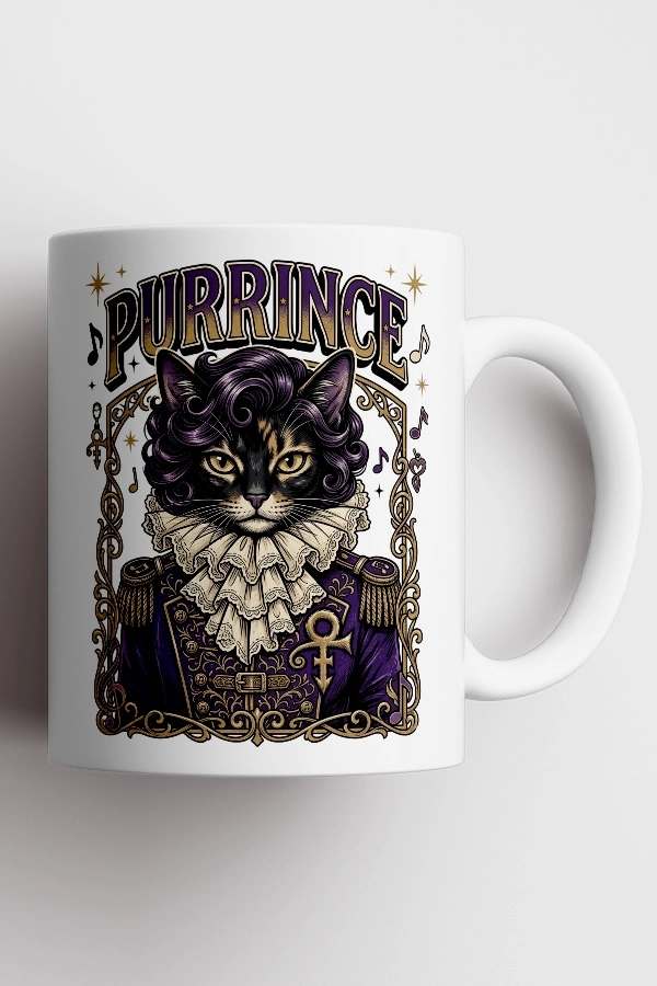 Prince - Purrince Kedi Pop Tasarım Kupa - Versiyon 2