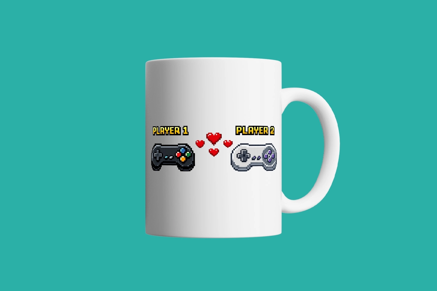 Player 1 & Player 2 Pixel Gamer Kupa – Sevgililer Günü Özel Tasarım Kupa