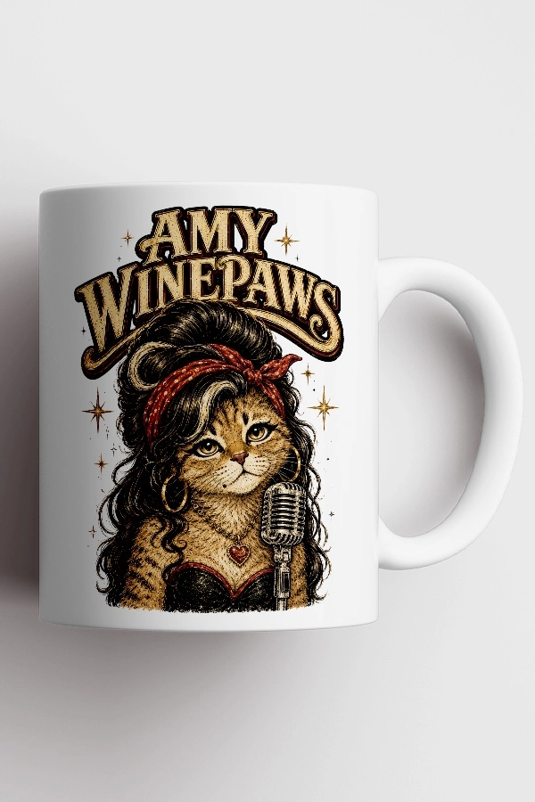Amy Winehouse - Amy Winepaws Kedi R&B Tasarım Kupa - Versiyon 1