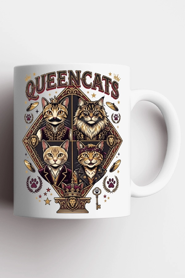 Queen - Queencats Kedi Rock Tasarım Kupa - Versiyon 2