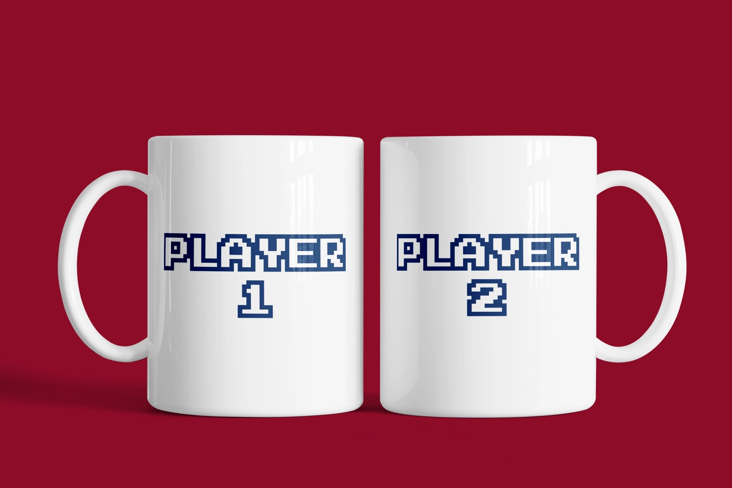 Player 1 & Player 2 Gamer Çift Kupa – 2’li Kupa Seti | Sevgililer Günü Özel Tasarım Kupa