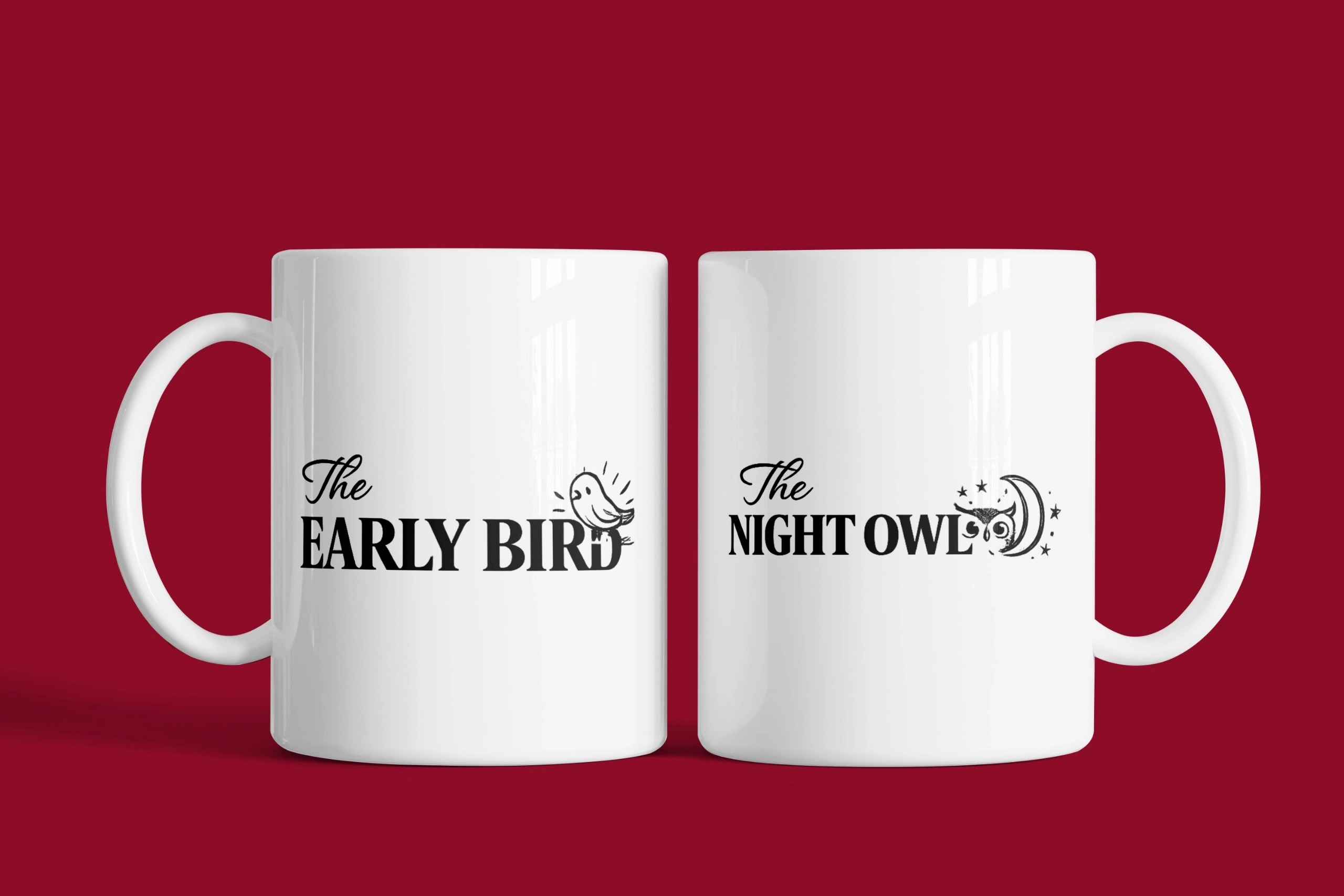 Early Bird & Night Owl – 2’li Kupa Seti | Sevgililer Günü Özel Tasarım Kupa