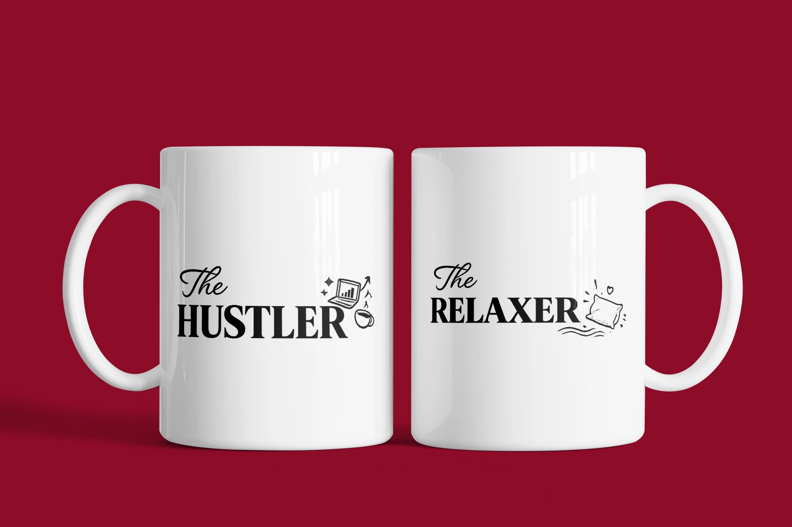 Hustler & Relaxer – 2’li Kupa Seti | Sevgililer Günü Özel Tasarım Kupa