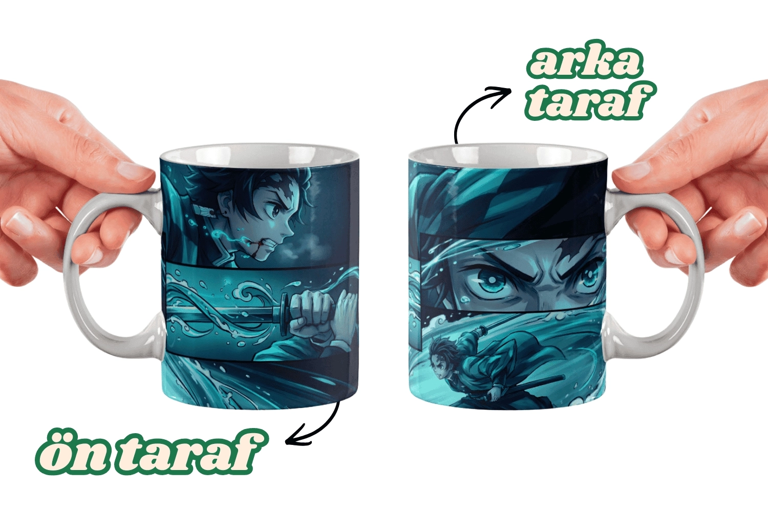 Demon Slayer Tanjiro Aksiyon Sahnesi Baskılı Kupa