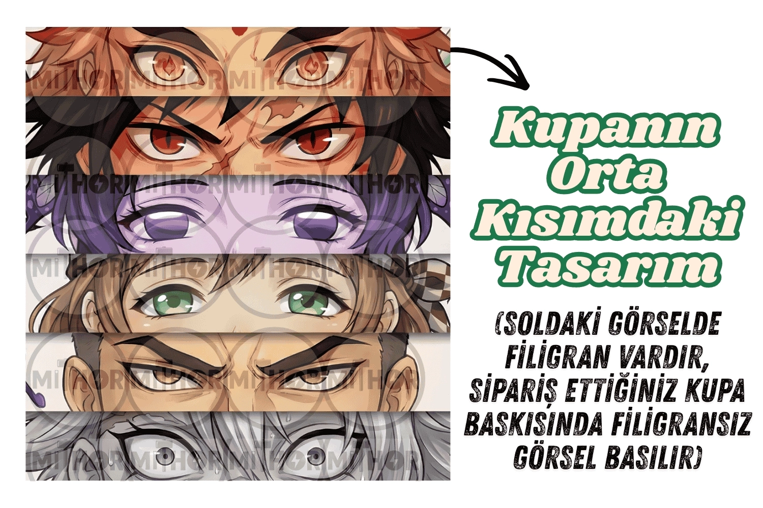 Demon Slayer Karakter Gözleri Baskılı Kupa  – Anime Temalı Kupa